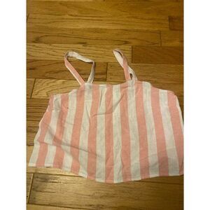 NWOT Abound, women's pink/white striped linen blend cropped tank size small